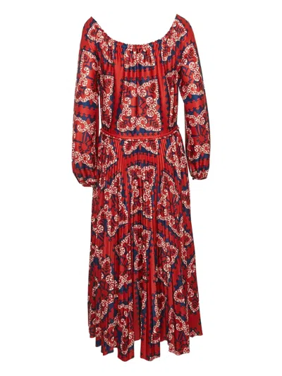 Pre-owned Valentino Patterned Pleated Midi Dress