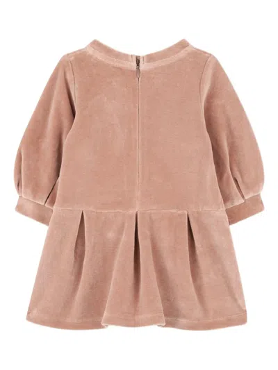 Chloé Logo-embroidered Dress In Brown