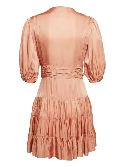 Pre-owned Sandro  Puff-sleeved Tiered Dress In Orange