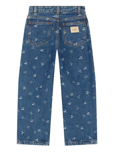 Bonpoint Cherry Embroidery Jeans In Blue