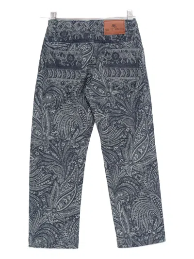 Etro Paisley Print Jeans In Blue