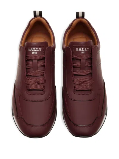 Bally Leather Logo Sneakers In Burgundy