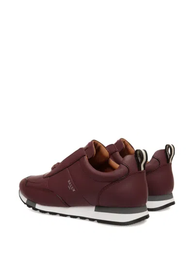 Bally Leather Logo Sneakers In Burgundy