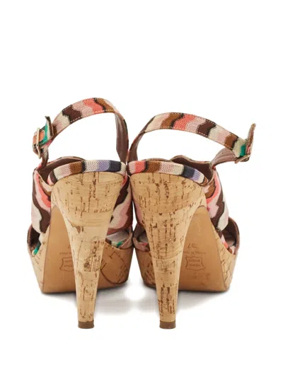 Pre-owned Missoni 130mm Wave Pattern Cork Platform Sandals