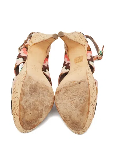 Pre-owned Missoni 130mm Wave Pattern Cork Platform Sandals