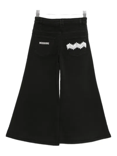 Missoni Zigzag-embroidered Trousers In Black