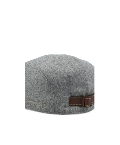 Brunello Cucinelli Logo Embroidery Hat In Gray