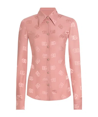 Dolce & Gabbana Logo-jacquard Shirt In Pink