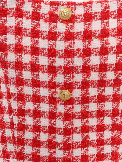 Balmain Kids Sleeveless Tweed Dress In Red