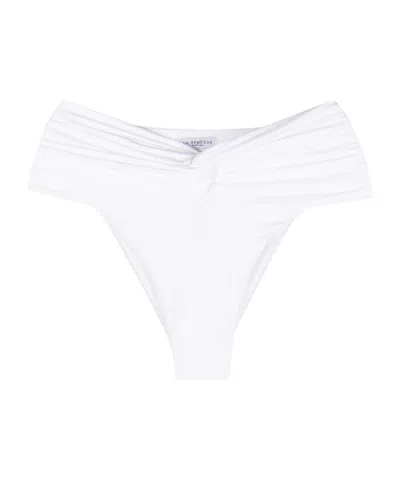 La Reveche Amelie Ruched Bikini Bottoms In White