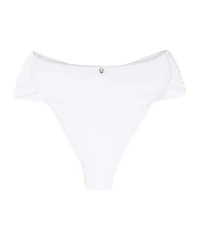La Reveche Amelie Ruched Bikini Bottoms In White