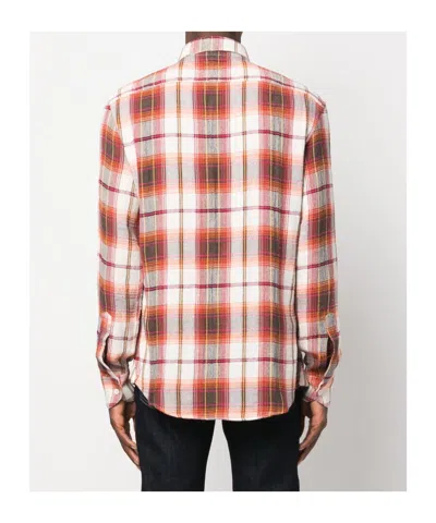 Barena Venezia Barena Check Print Cotton Blend Shirt In Red