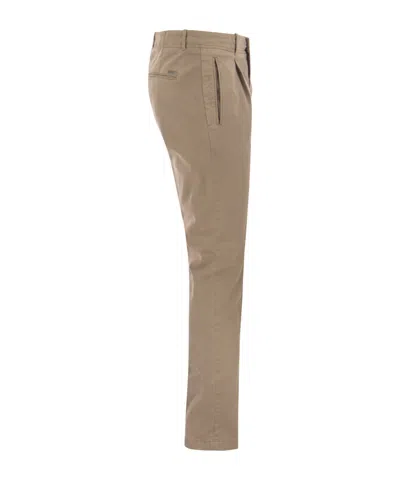Peserico Men's Cotton And Silk Trousers In Brown