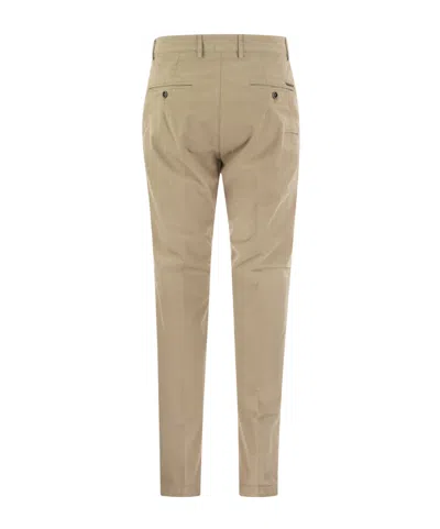 Peserico Men's Stretch Cotton Gabardine Chino Trousers In Brown
