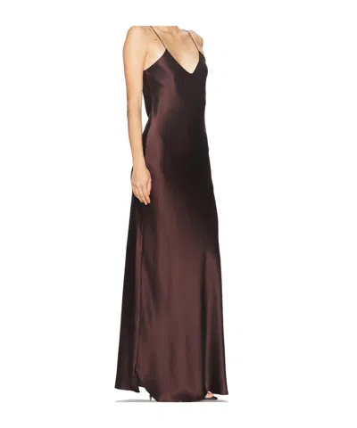 Nili Lotan Cami Bias-cut Silk Gown In Brown