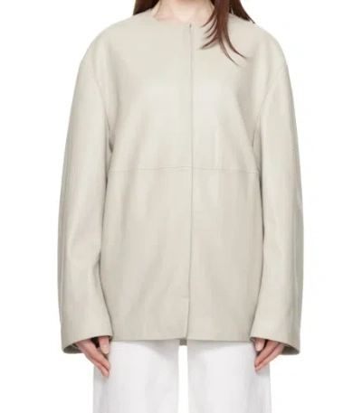Loulou Studio Round-neck Leather Jacket In Neutral