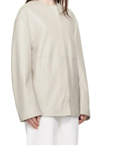 Loulou Studio Round-neck Leather Jacket In Neutral