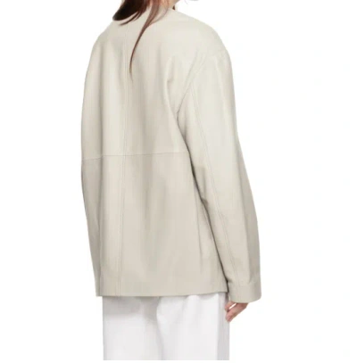 Loulou Studio Round-neck Leather Jacket In Neutral