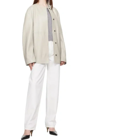 Loulou Studio Round-neck Leather Jacket In Neutral