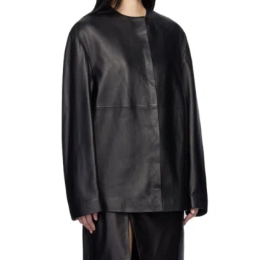 Loulou Studio Round-neck Leather Jacket In Black