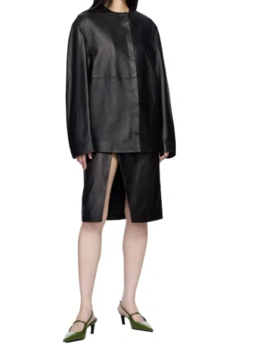 Loulou Studio Round-neck Leather Jacket In Black