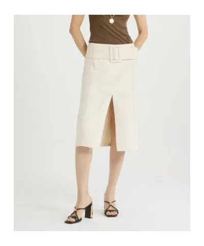 Patou Belted Midi Skirt In Neutral