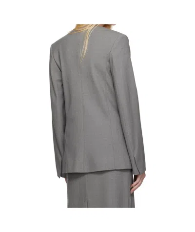 Loulou Studio Elastic Twill Blazer In Gray