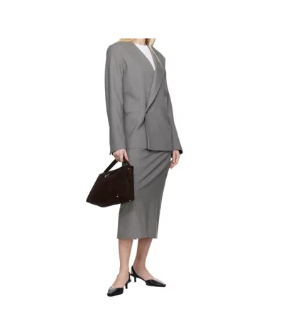 Loulou Studio Elastic Twill Blazer In Gray