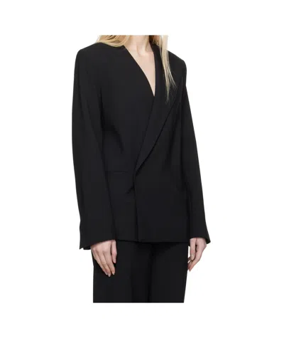 Loulou Studio Elastic Twill Blazer In Black
