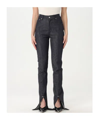 Mugler Piercing-detail Jeans In Blue