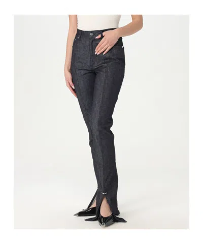Mugler Piercing-detail Jeans In Blue