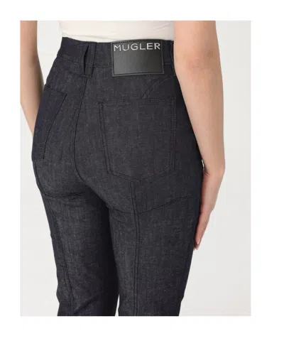 Mugler Piercing-detail Jeans In Blue