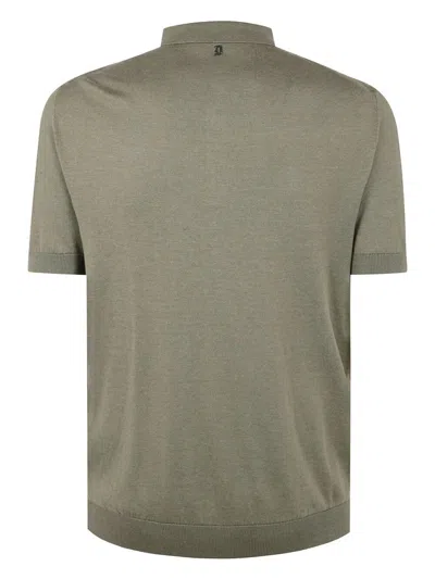 Dondup Polo Collared Shirt Short Sleeves In Green
