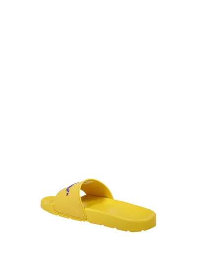Off-white Bookish Logo Embossed Slip-on Slides In Yellow