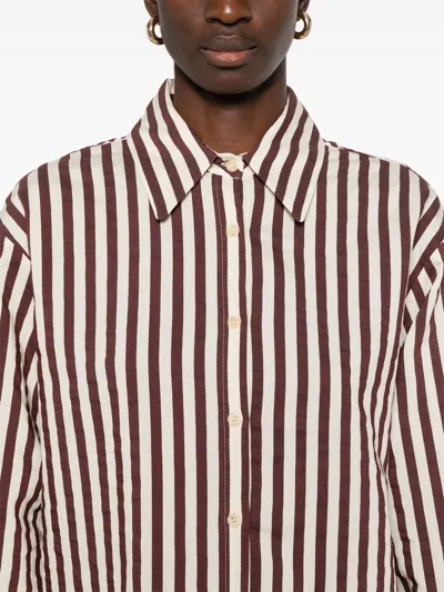 Alysi Cotton Blend Striped Shirt In Brown