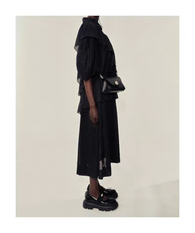 Simone Rocha Petal Sleeve Ruffle Dress In Black