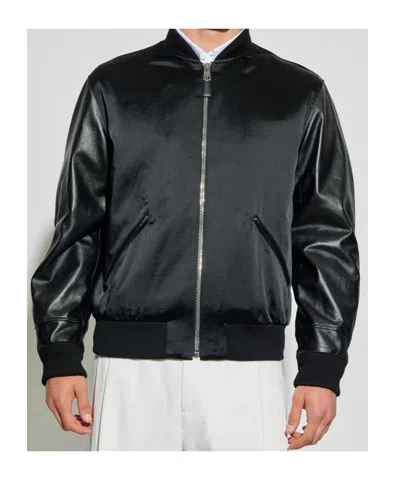 Givenchy Men Cotton And Nylon Jacket With Leather Sleeves In Black