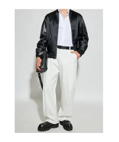 Givenchy Men Cotton And Nylon Jacket With Leather Sleeves In Black