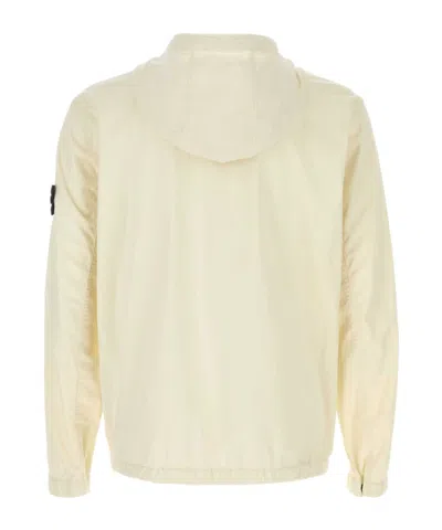 Stone Island Giubbino In Cotone Stretch Avorio Uomo In Neutral