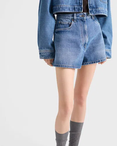Prada High-rise Patch-pocket Denim Shorts