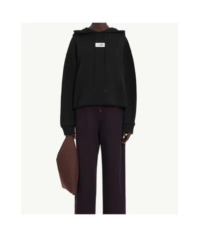 Mm6 Maison Margiela Numbers-motif Drawstring Hoodie In Black