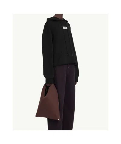 Mm6 Maison Margiela Numbers-motif Drawstring Hoodie In Black