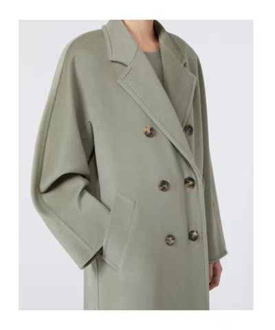 Max Mara Madame Wool Blend Double Breast Coat In Green