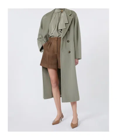 Max Mara Madame Wool Blend Double Breast Coat In Green