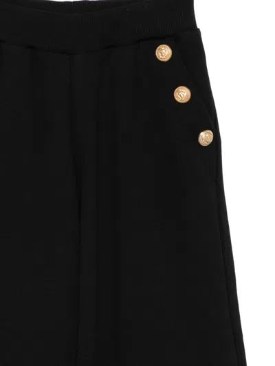 Balmain Gold-button Cuffed Trousers In Black