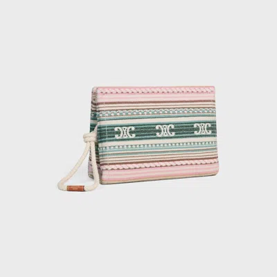 Celine Thais Pouch In Striped Textile With Triomphe