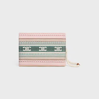 Celine Thais Pouch In Striped Textile With Triomphe