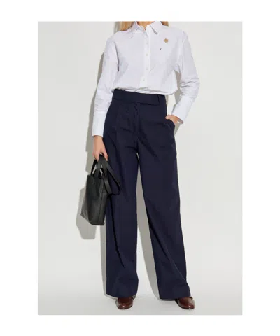 Apc A.p.c. Veronica Pleated Cotton Trousers Clothing In Blue