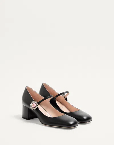 Valentino Leather Block Heel Pumps With Embellished Detail