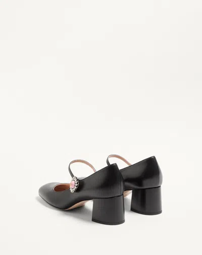 Valentino Leather Block Heel Pumps With Embellished Detail